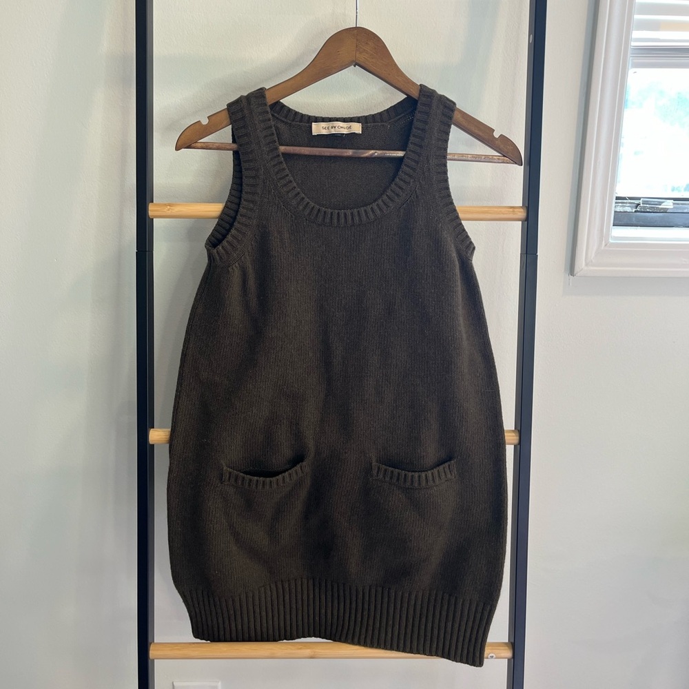 See By Chloe Sweater Jumper Dress (Brown)